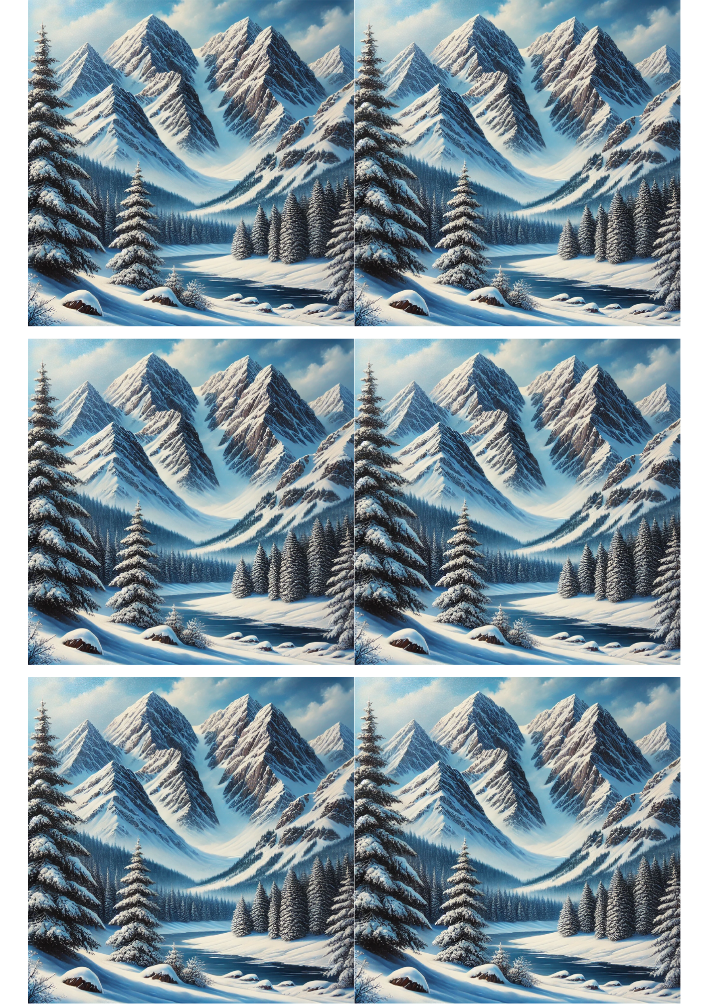 Rice Paper for Decoupage Mountain Landscape In Winter Collage Cat. No. 1920