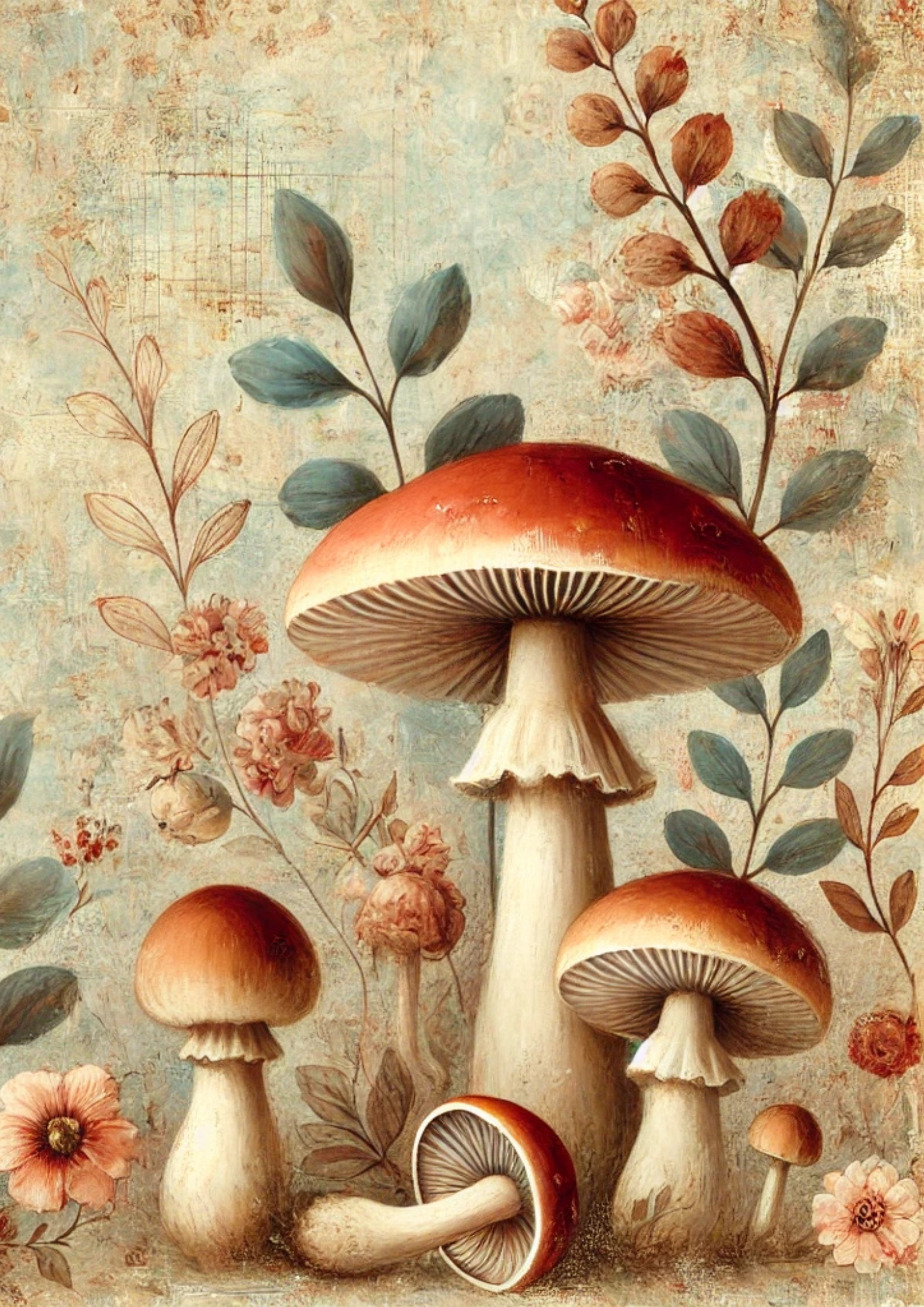 Rice Paper For Decoupage Mushrooms Shabby Chic Full Cat. No. 2822