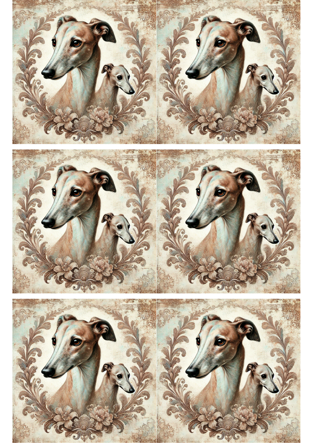Rice Paper for Decoupage Greyhound Shabby Chic Collage Cat. No. 1950