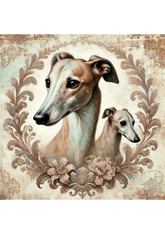 Papel de arroz para decoupage Galgo Shabby Chic Full Cat. Nº 1951