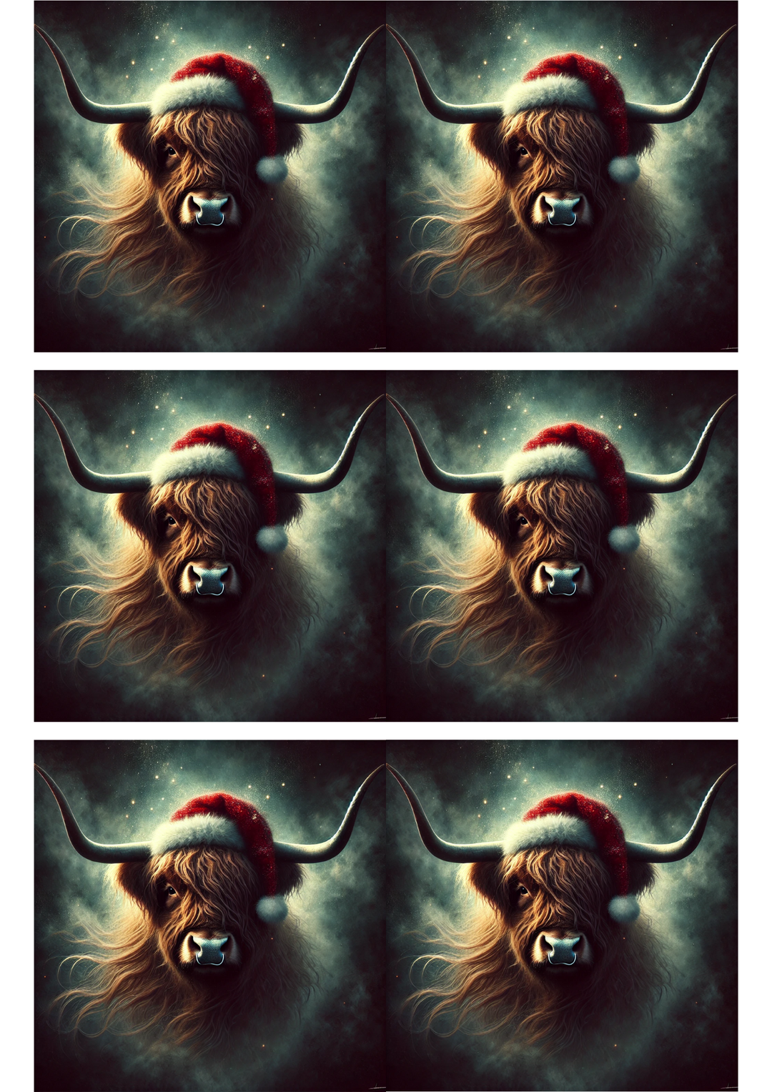 Reispapier für Decoupage Highland Cow Weihnachtscollage Kat. Nr. 2823