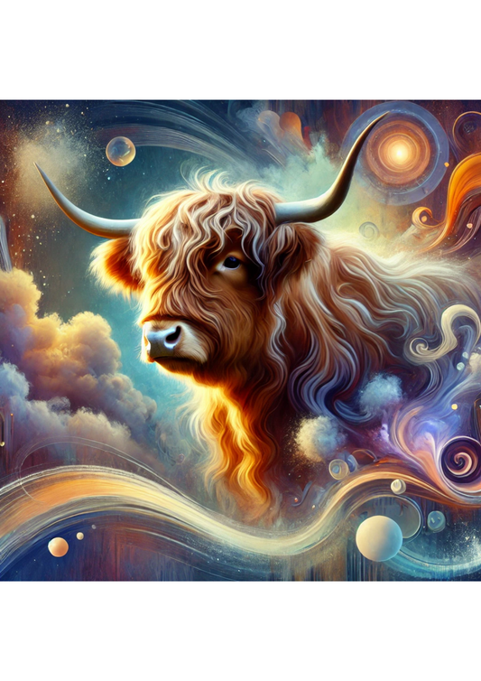 Papier de riz pour découpage Highland Cow Surreal 2 Full Cat. N° 2832