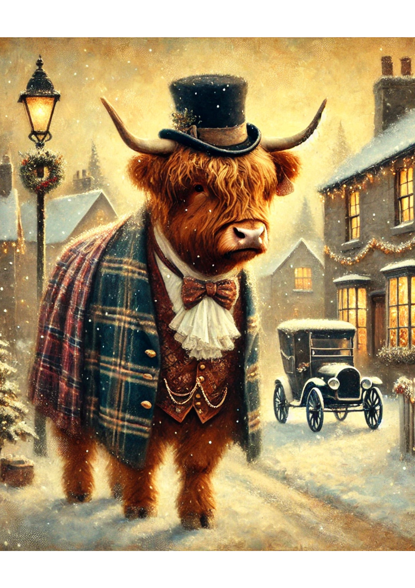 Rice Paper For Decoupage Highland Cow On Christmas Full Cat. No. 3006