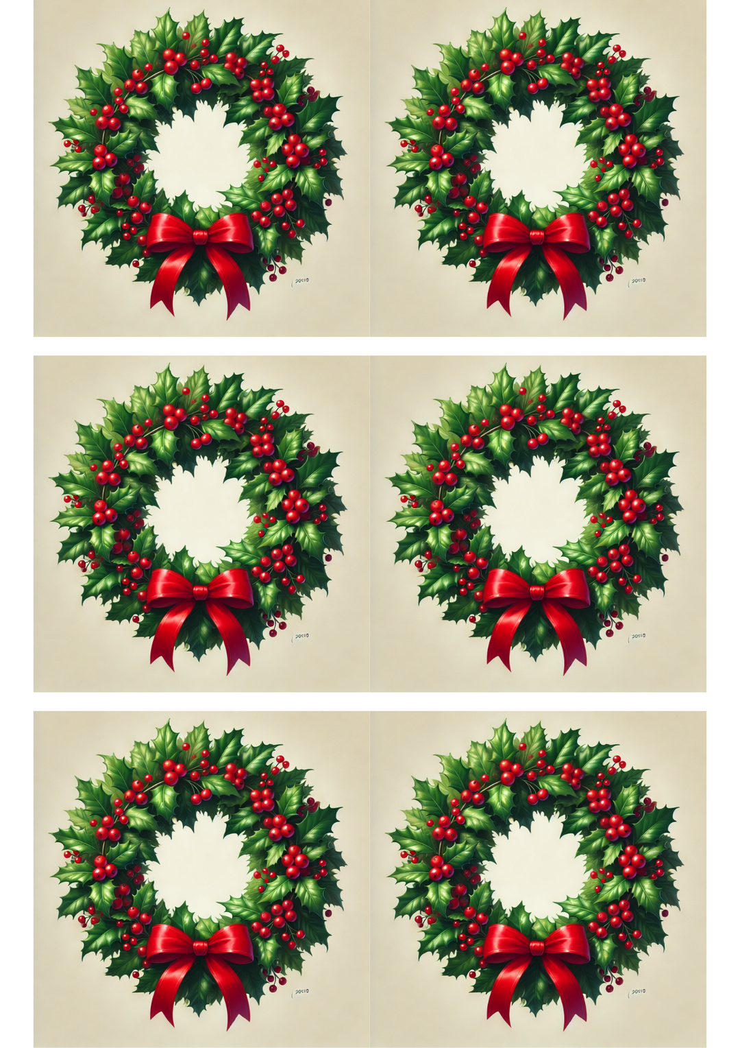 Rice Paper For Decoupage Christmas Wreath Collage Cat. No. 3009