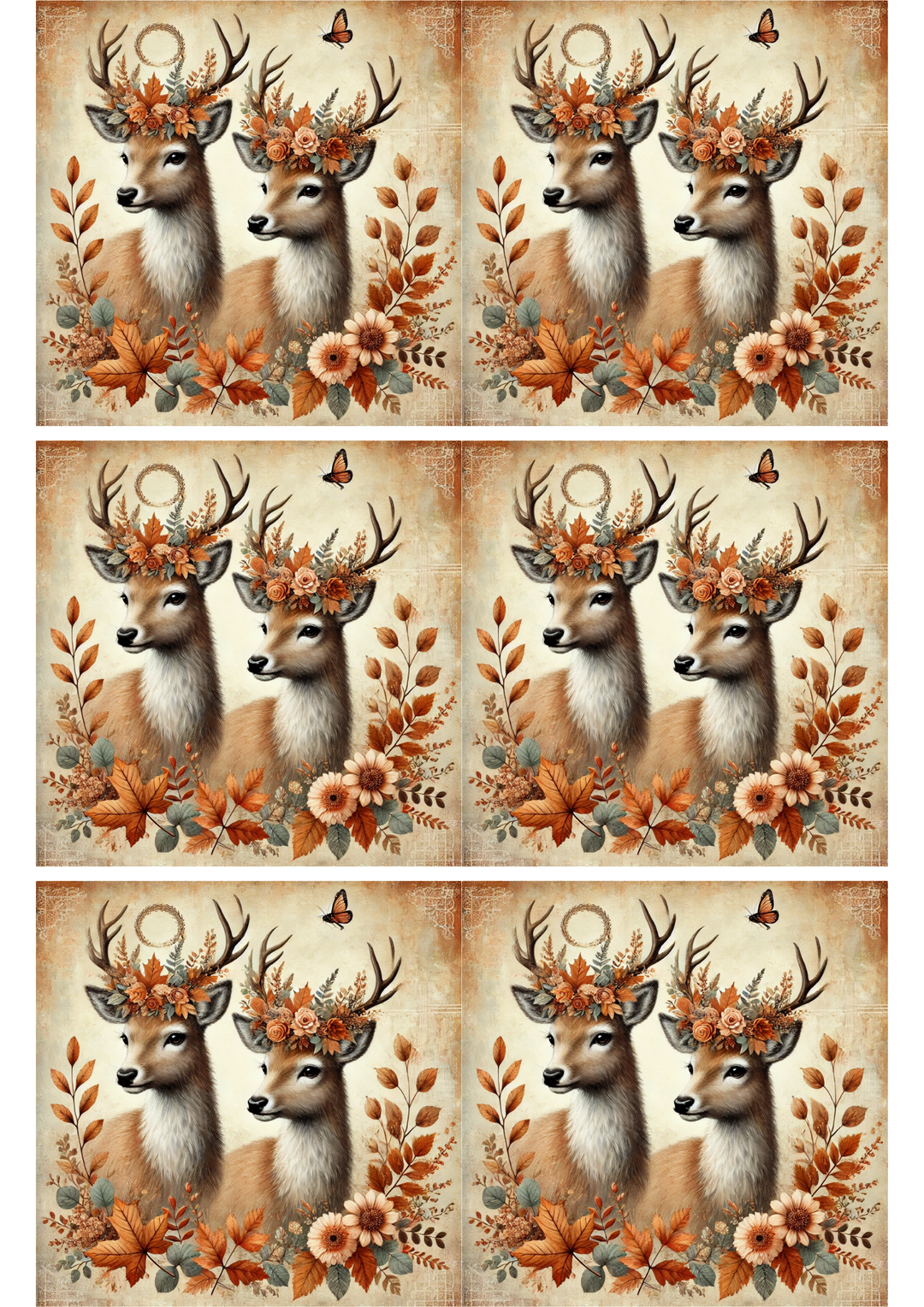 Rice Paper For Decoupage Deer in Autumn Collage Cat. No. 2583