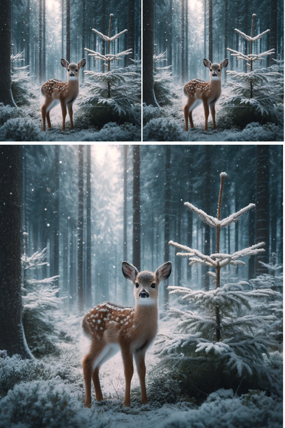 Rice Paper for Decoupage Baby Deer in Winter 2 Collage Cat. No. 557