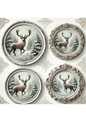 Rice Paper For Decoupage Deer In Winter Time In Round Frame Full Cat. No. 3016