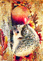 Rice Paper For Decoupage Hedgehog and Apple 2 Full Cat. No. 2588