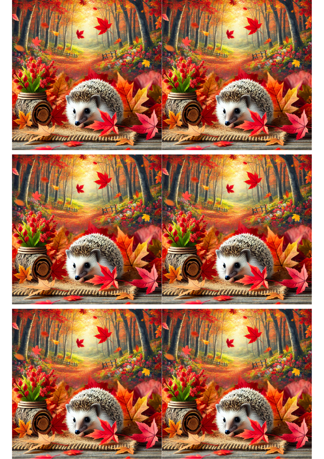 Rice Paper for Decoupage Hedgehog In Autumn Collage Cat. No. 1970