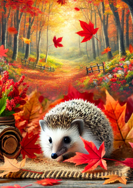 Rice Paper for Decoupage Hedgehog In Autumn Full Cat. No. 1971