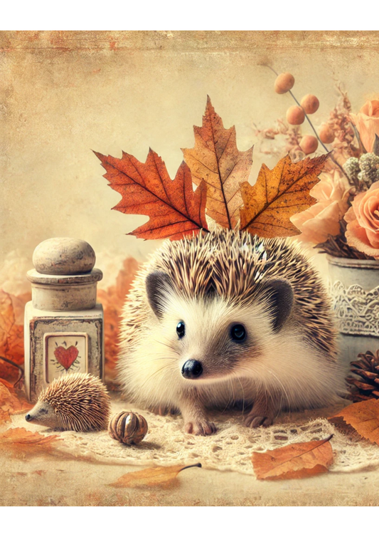 Rice Paper For Decoupage Hedgehog Autumn Full Cat. No. 2590