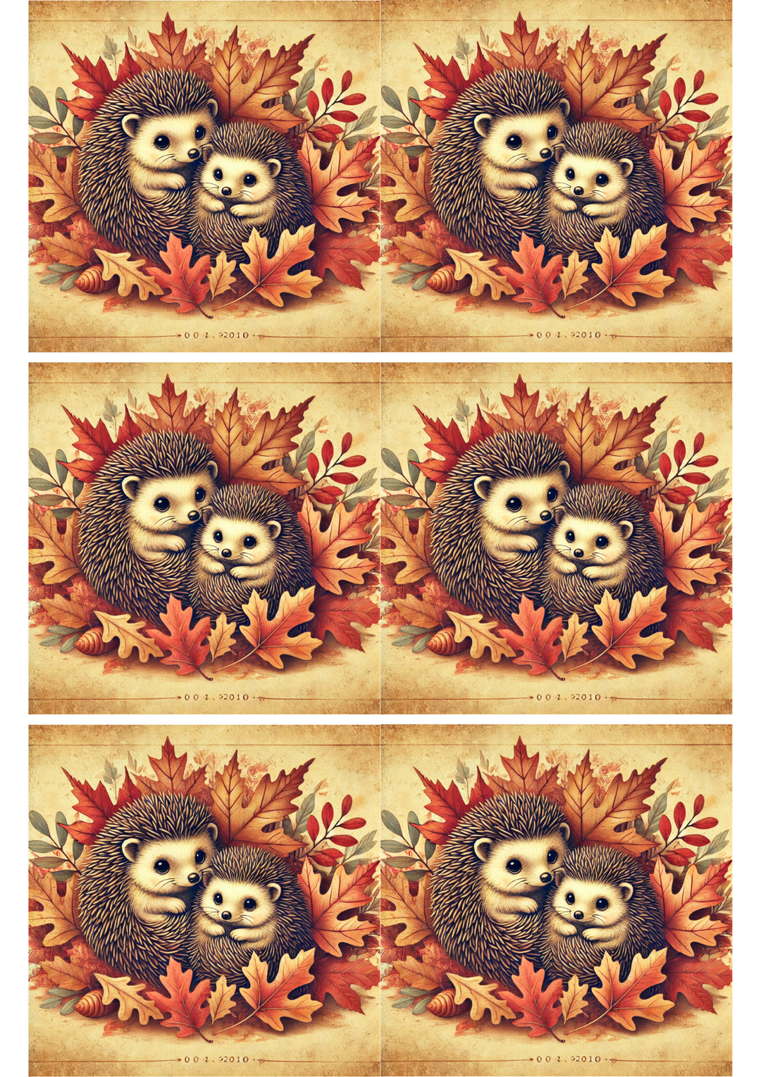 Reispapier für Decoupage Igel unter Herbstblättern 2 Collage Kat. Nr. 1980