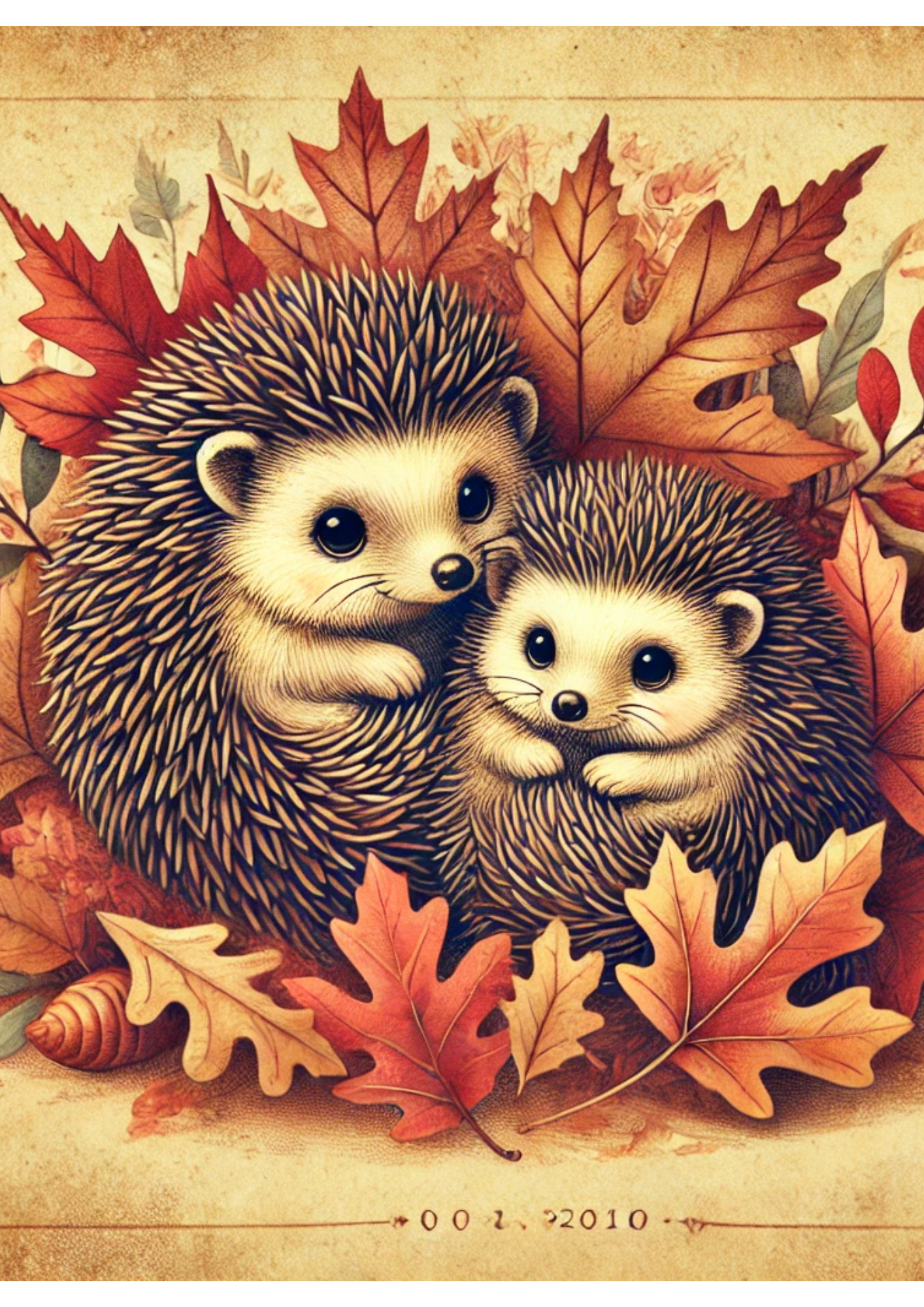 Rice Paper for Decoupage Hedgehogs Among Autumn Leaves 2 Full Cat. No. 1981