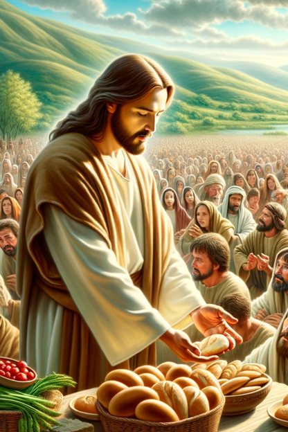 Rice Paper for Decoupage Jesus Multiplies Bread Full Cat. No. 582