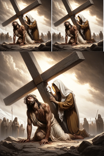 Rice Paper for Decoupage Jesus Falls Under the Cross Collage Cat. No. 587