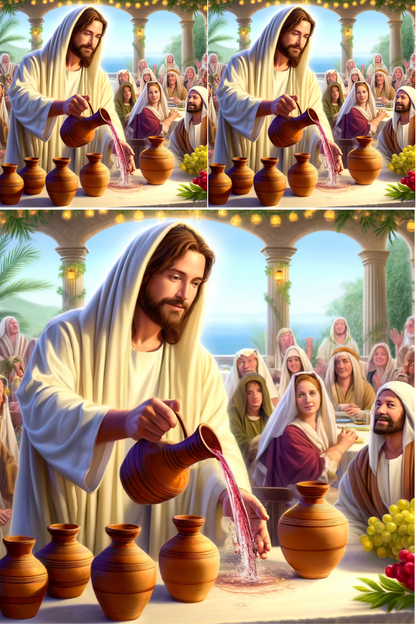 Rice Paper for Decoupage Jesus Performs a Miracle at Cana of Galilee Collage Cat. No. 595