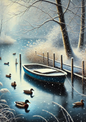 Rice Paper for Decoupage Ducks On The River In Winter Full Cat. No. 1989