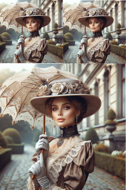 Reispapier für Decoupage, viktorianische Frau, 4 Collagen, Kat. Nr. 601