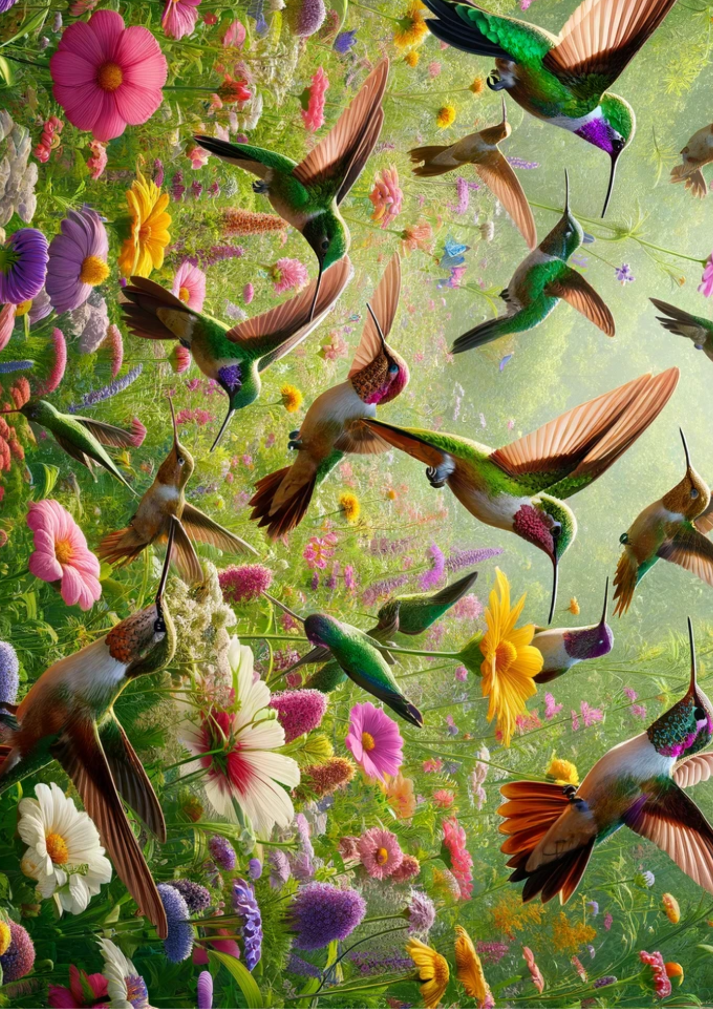 Rice Paper For Decoupage Hummingbirds In The Meadow Full Cat No. 1120