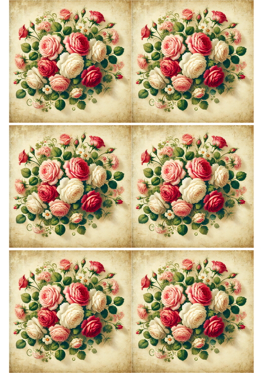 Papel de arroz para decoupage Collage de rosas de colores Cat. N.º 2018