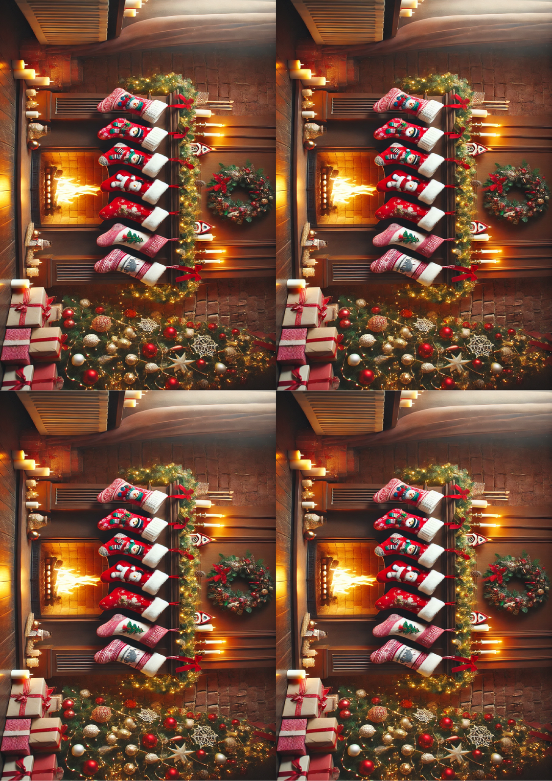 Rice Paper for Decoupage Fireplace With Hanging Stockings For Gifts Collage Cat. No. 1524