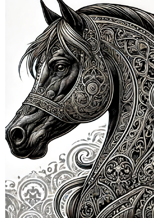 Papier de riz pour découpage Cheval de style gothique Cat. complet n° 1195