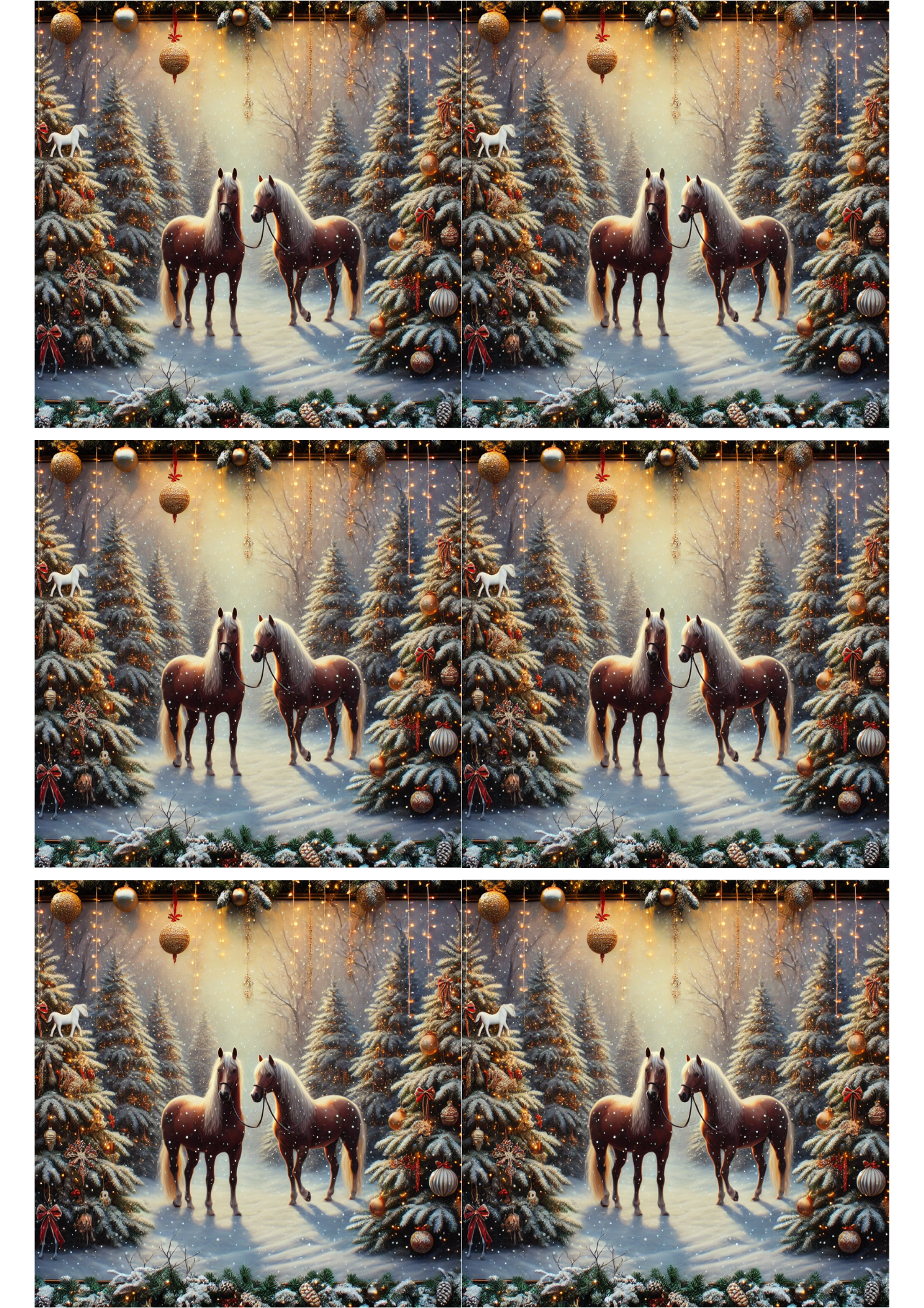 Rice Paper for Decoupage Horses In The Forest In Winter Collage Cat. No. 2024