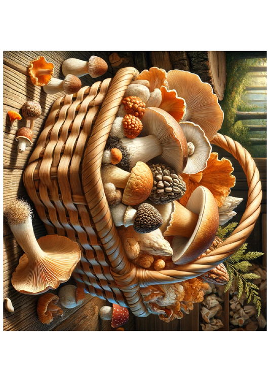 Rice Paper For Decoupage Basket Full Of Various Mushrooms Full Cat. No. 1197