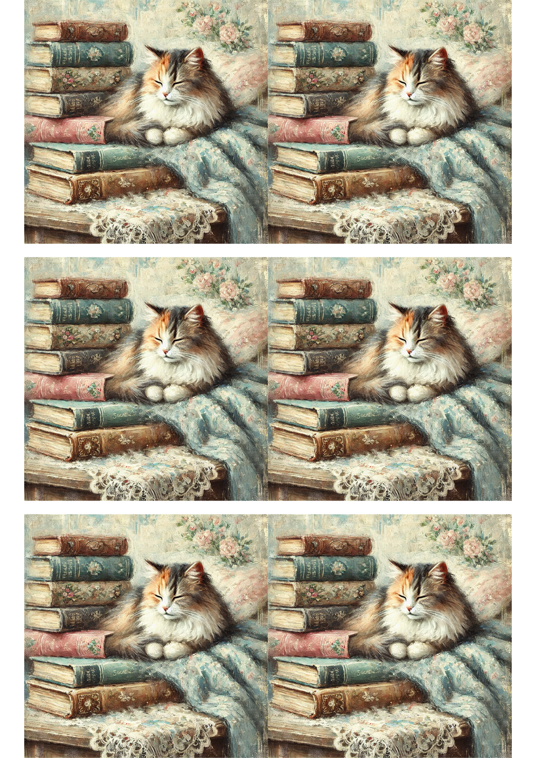 Rice Paper For Decoupage Cat Bibliophile Shabby Chic Collage Cat. No. 3033