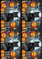 Rice Paper for Decoupage Halloween Cat On Fence And Pumpkins Collage Cat. No. 1612