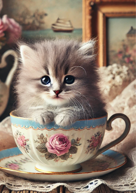 Papier de riz pour découpage Chaton dans une tasse Numéro de catalogue complet 2035