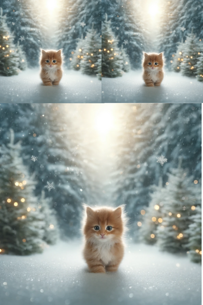 Reispapier für Decoupage Katze und Wald im Winter Collage Kat. Nr. 611