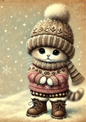 Papier de riz pour découpage Chaton en hiver Vintage Full Cat. N° 1679