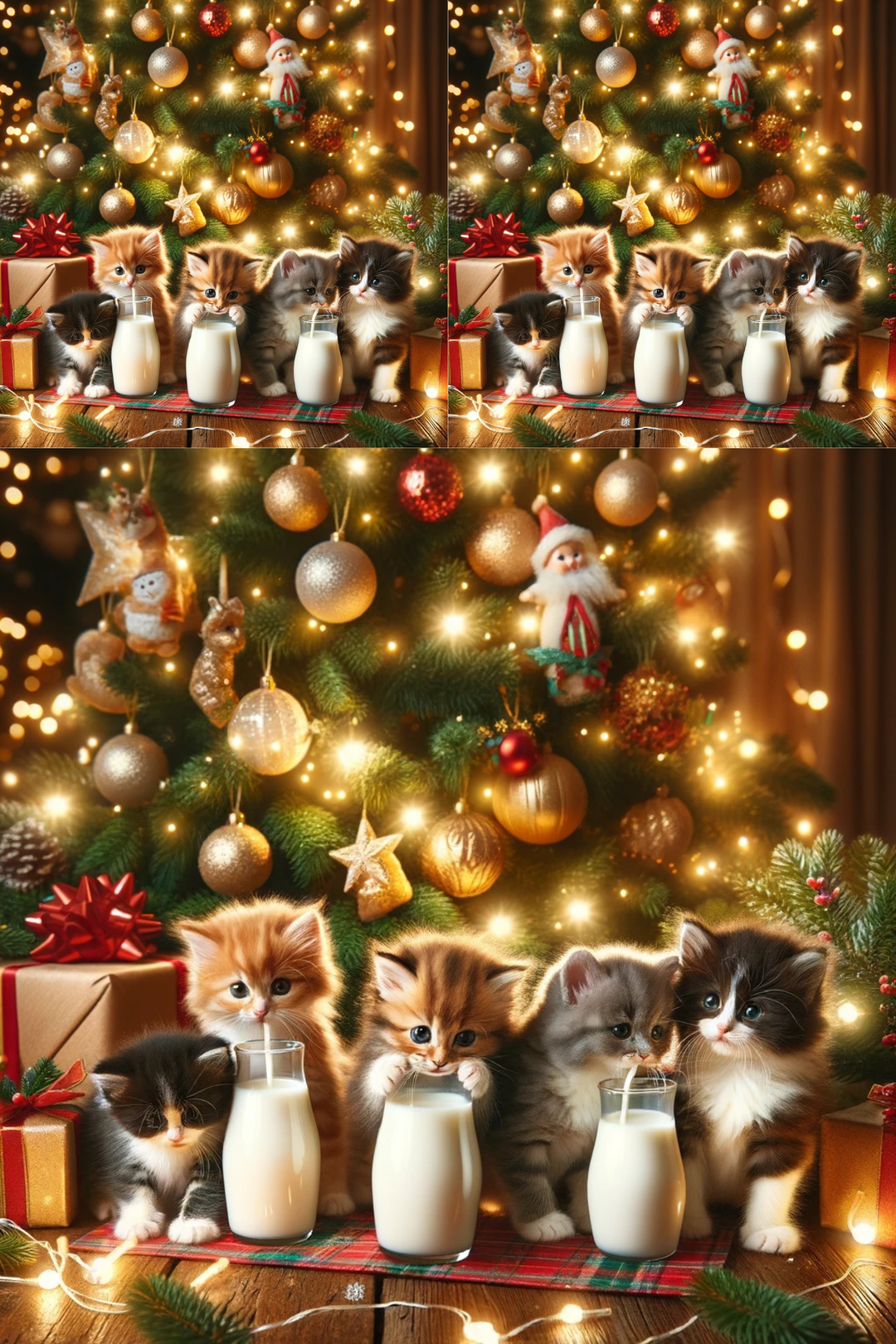 Rice Paper for Decoupage Cats by the Christmas Tree, Cat. No. 50
