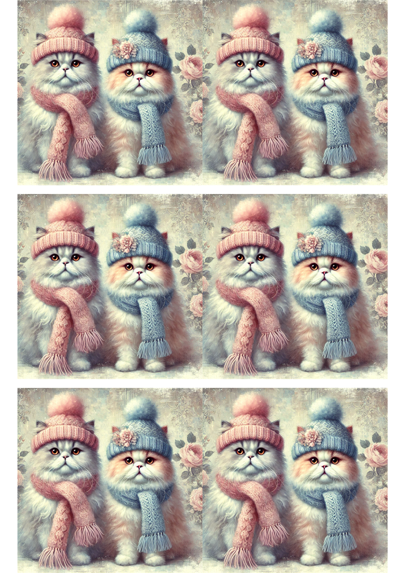 Rice Paper For Decoupage Cats in Winter 2 Collage Cat. No. 2843