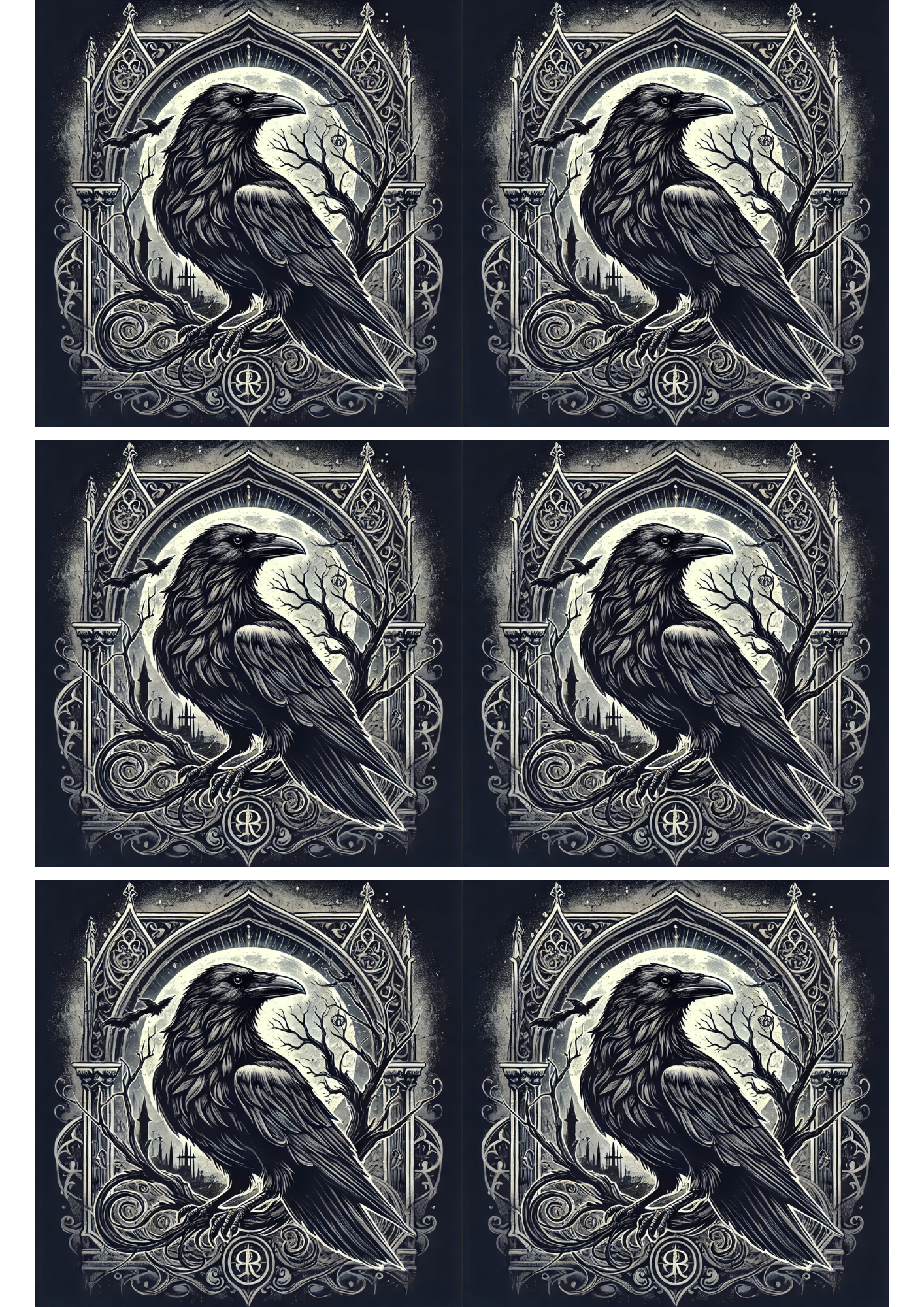 Raven Ripped Paper Effect Rice Paper For Decoupage Raven In Gothic Style Collage Cat. No. 2601 ...