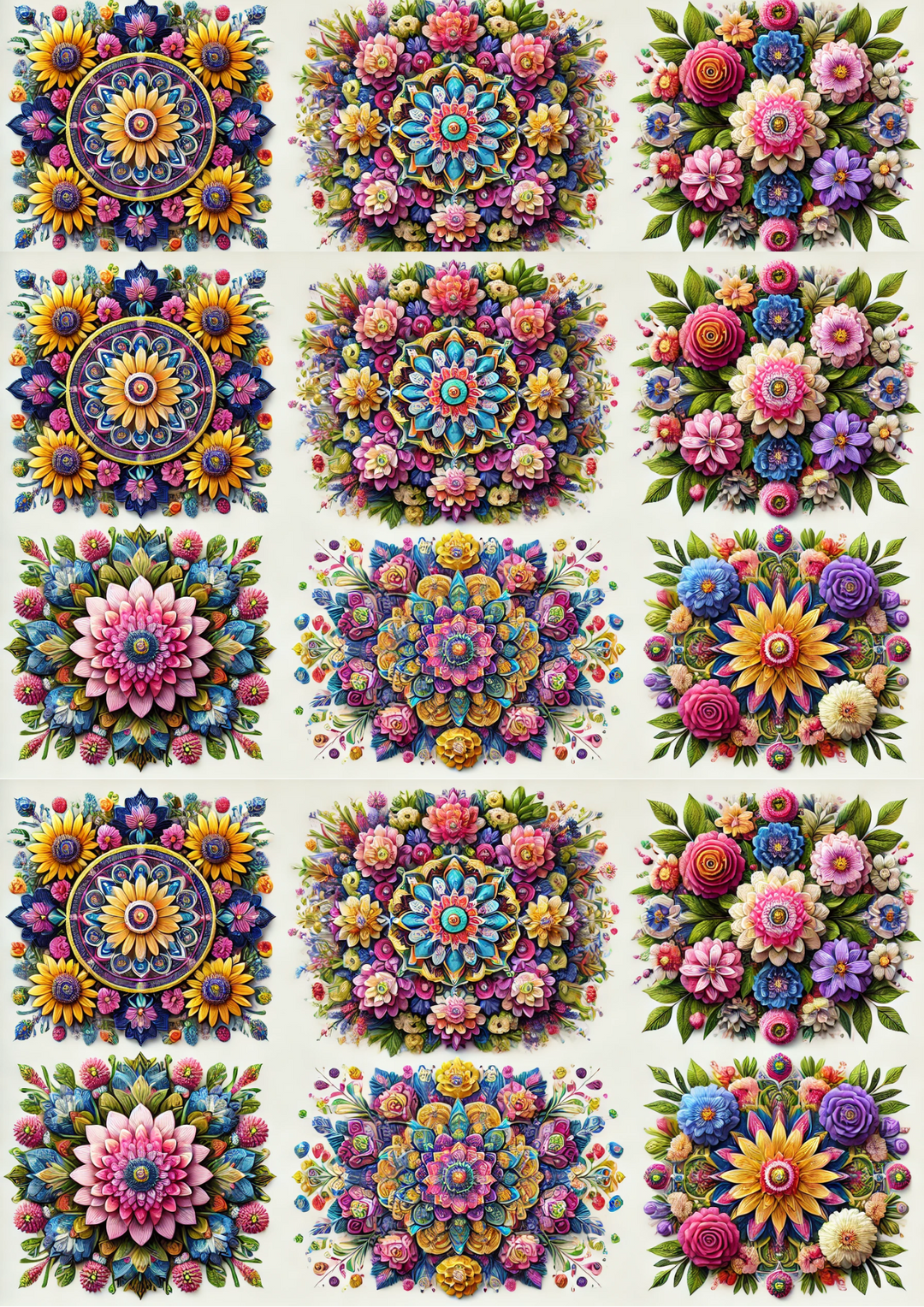 Reispapier für Decoupage-Blumenmandalas-Collage Kat. Nr. 3043
