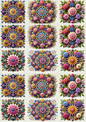 Rice Paper For Decoupage Flower Mandalas Collage Cat. No. 3043