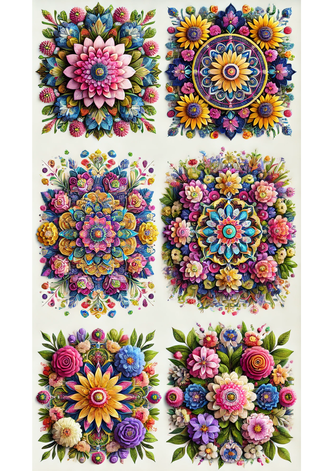 Papel de arroz para decoupage Mandalas de flores Cat. completo N.º 3044