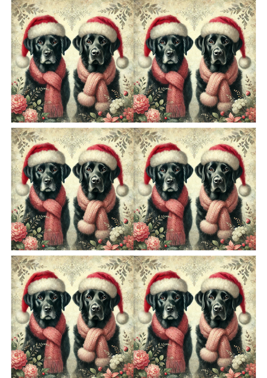 Rice Paper For Decoupage Labradors In Hats Collage Cat. No. 2863