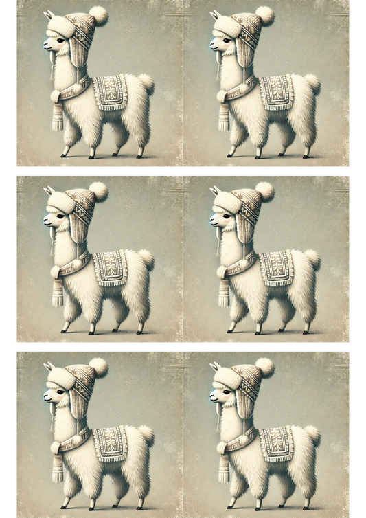 Rice Paper for Decoupage Llama Vintage Collage Cat. No. 1680