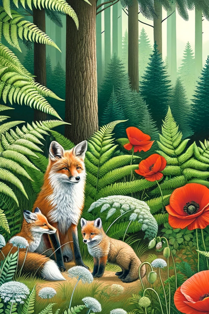 Rice Paper for Decoupage Fox and Poppies Full Cat. No. 622