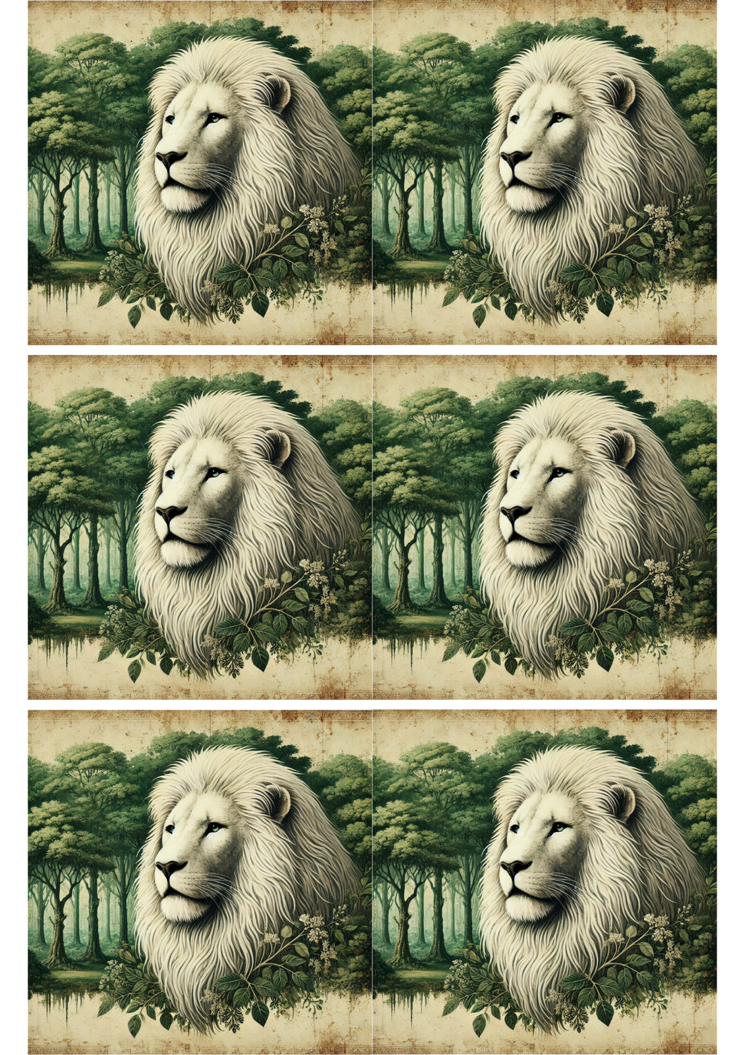 Rice Paper For Decoupage Lion Vintage Collage, Cat. No. 2082