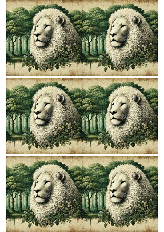 Rice Paper For Decoupage Lion Vintage Collage, Cat. No. 2082