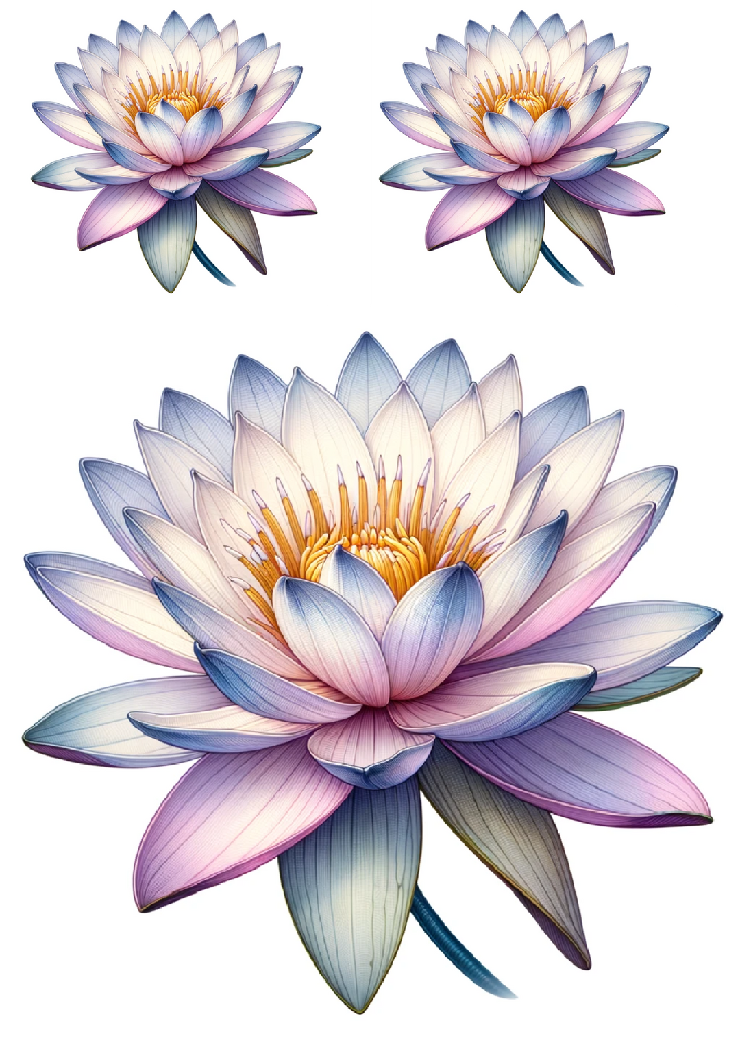 Rice Paper For Decoupage Water Lily Collage Cat No. 741