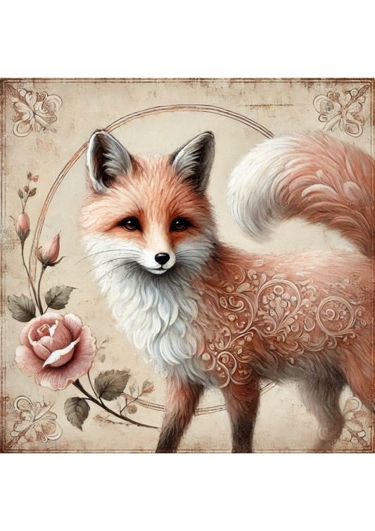 Rice Paper For Decoupage Fox Shabby Chic Full, Cat. No. 2093