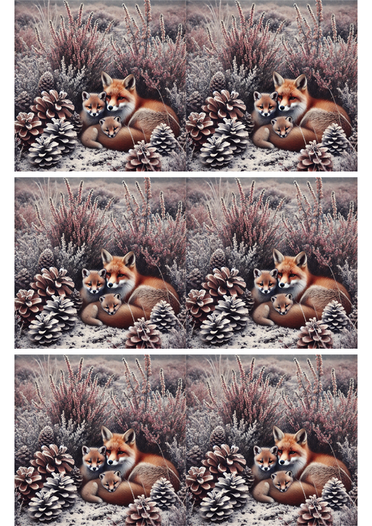 Rice Paper For Decoupage Foxes in Autumn Collage Cat. No. 2755