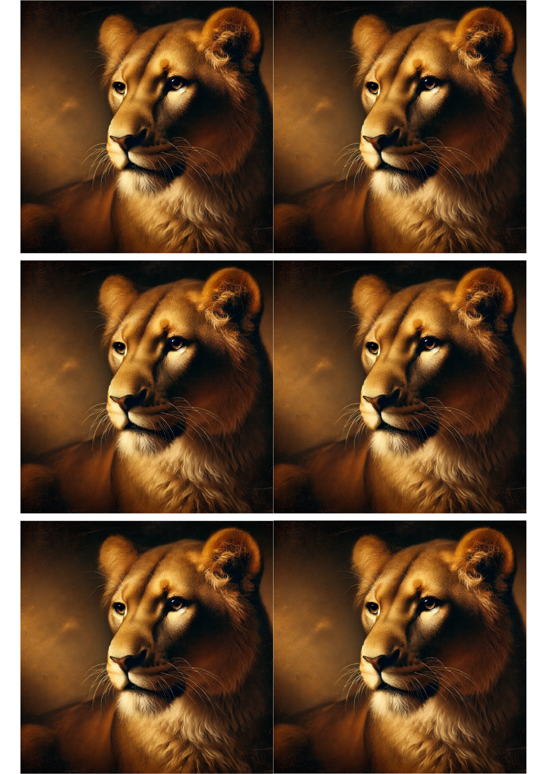 Rice Paper For Decoupage Lion In The Style Of Rembrandt Collage, Cat. No. 2108