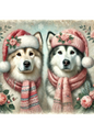 Rice Paper For Decoupage Malamutes In Hats And Scarves Full Cat. No. 2870