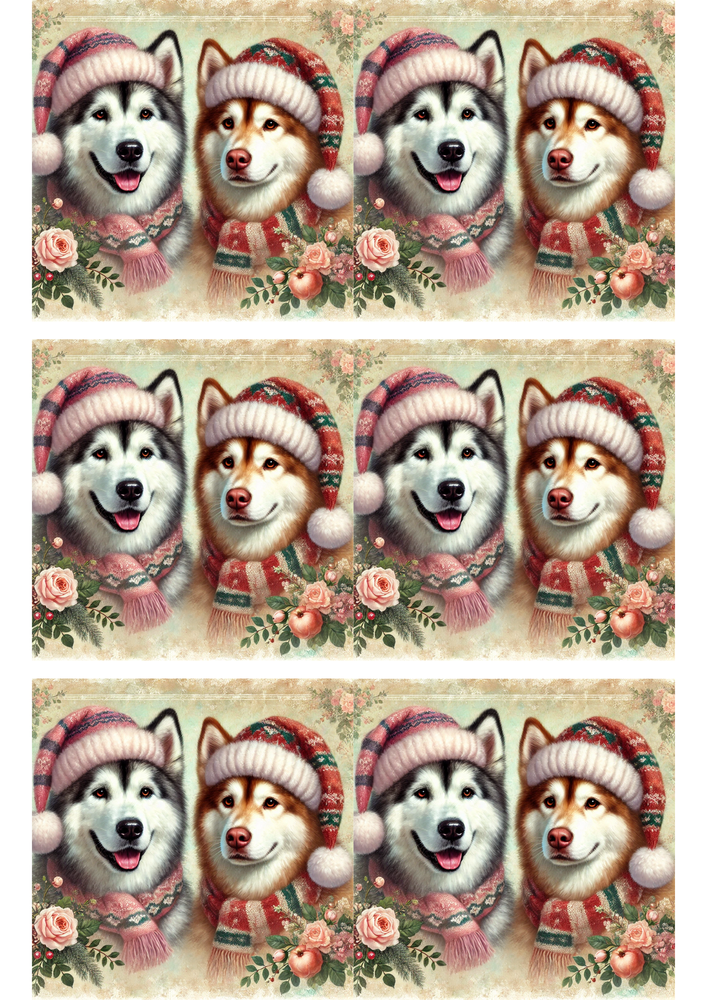 Collage de Malamutes con sombreros, papel de arroz para decoupage, n.º de cat. 2867